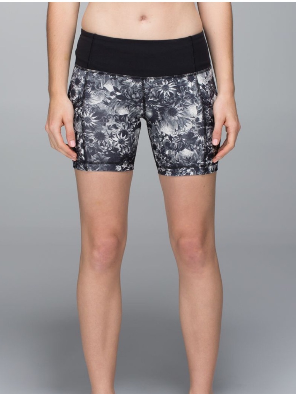 lululemon athletica Black & White Floral Bike Shorts